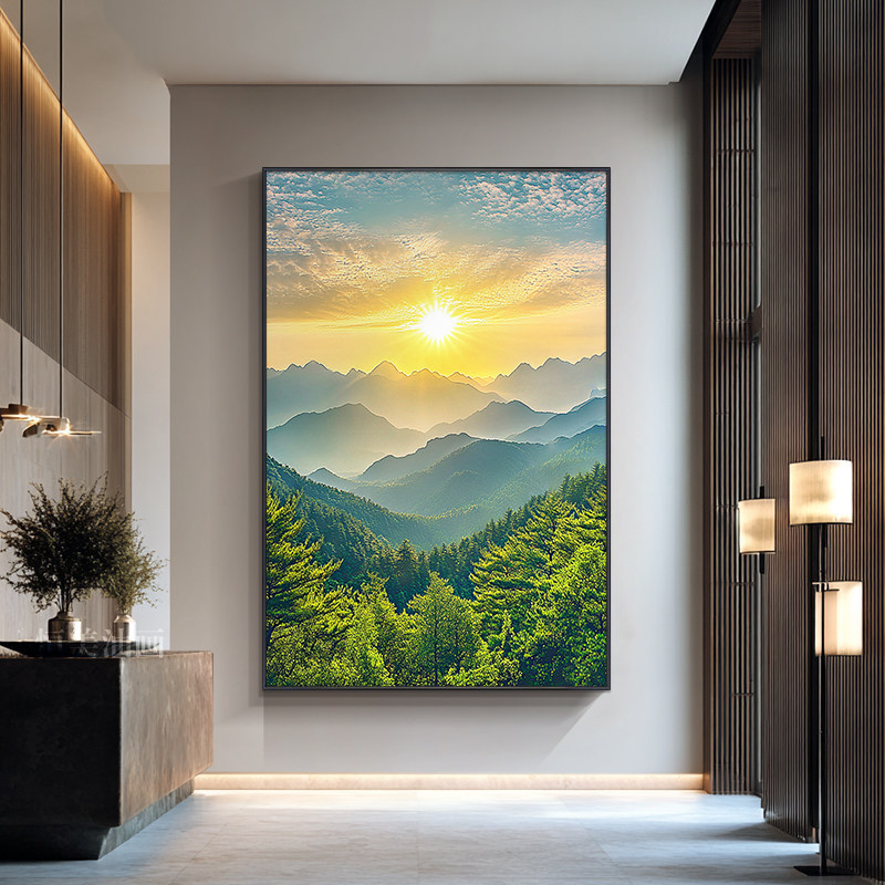 Hand-Painted Oil Painting of the Rising Sun, Large-Scale Sunrise Landscape Decorative Painting for the Entrance Hall Facing the East Wall, Original Artwork Hand-Painted Oil Painting of the Rising Sun, Large-Scale Sunrise Landscape Decorative Painting for the Entrance Hall Facing the East Wall, Original Artwork