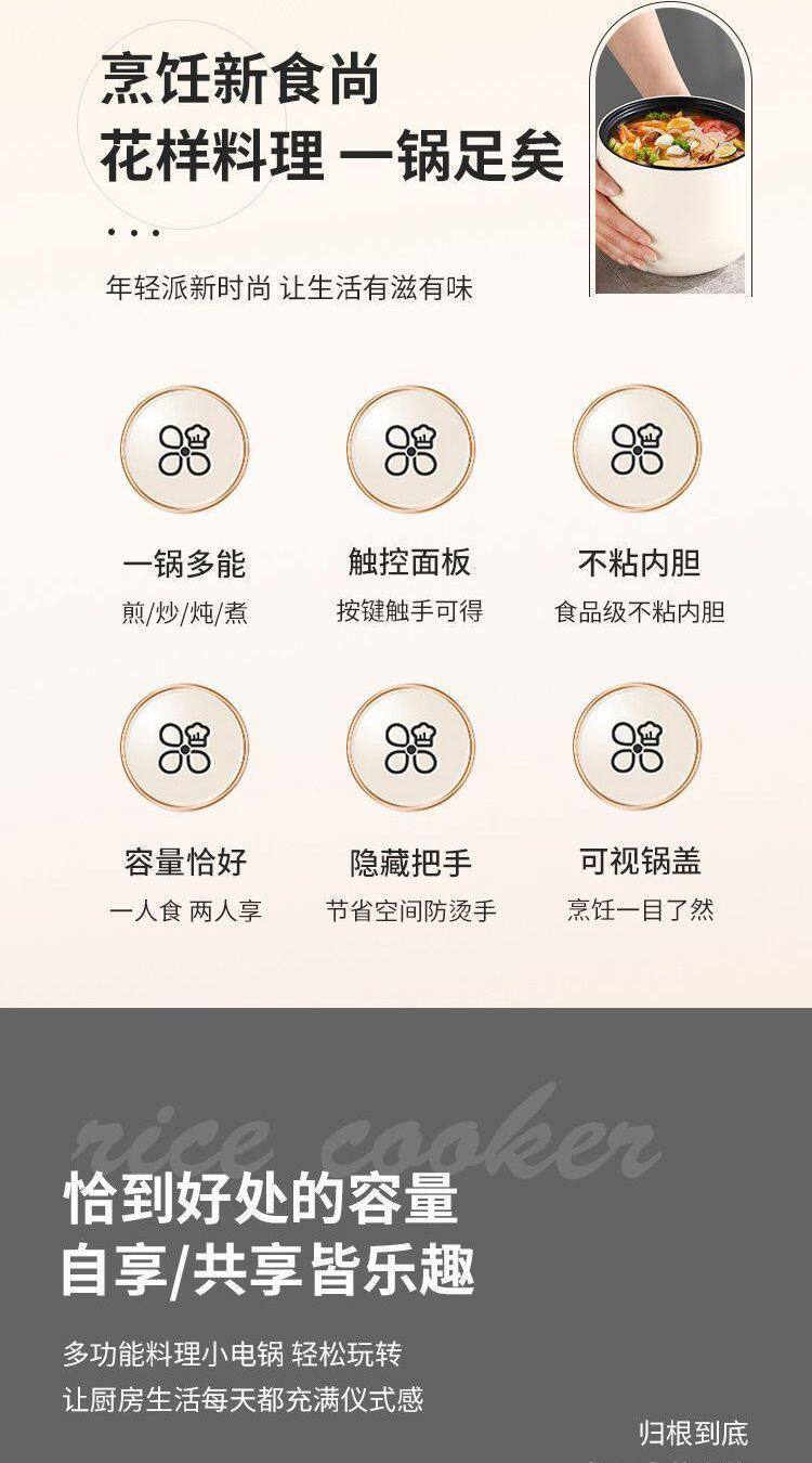 Плиты 德国迷你电子锅家用智能电饭锅多功能全自动学生宿舍快煮锅不沾锅 No brand