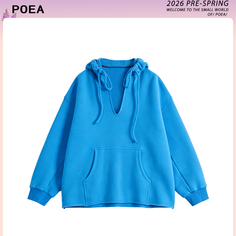 Poea【Celebrity Style】Half-Zip Oversized Hooded Sweatshirt for Women 2026 Spring/Summer New Casual Versatile Top