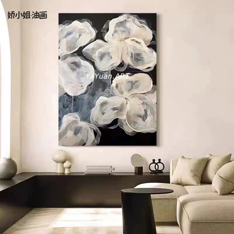 Hand-Painted Oil Painting in Wabi-Sabi Style, Abstract Painting for Living Room, Designer High-End Vintage Decorative Painting, Entryway Homestay Wall Art, Joy