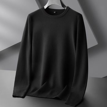 Large size sweater loose 200 pounds men's autumn and winter fat round neck sweater plus o fat plus larger men's pullover base shirt