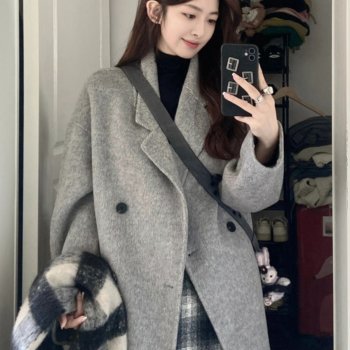 Korean high-end mid-length woolen jacket