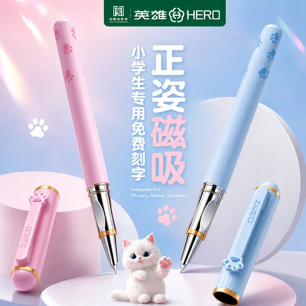 [Бесплатная надпись] Перьевая ручка марки Hero для учащихся начальной школы в третьем классе, специальная каллиграфия может заменить чернильные мешочки, ценные мальчики и девочки в четвертом, пятом и шестом классах, нестираемая магнитная быстросохнущая подлинная официальная