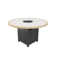 Большой круглый стол с краями из цельного дерева + сланцевый столик для горячей кастрюли [по индивидуальному заказу]