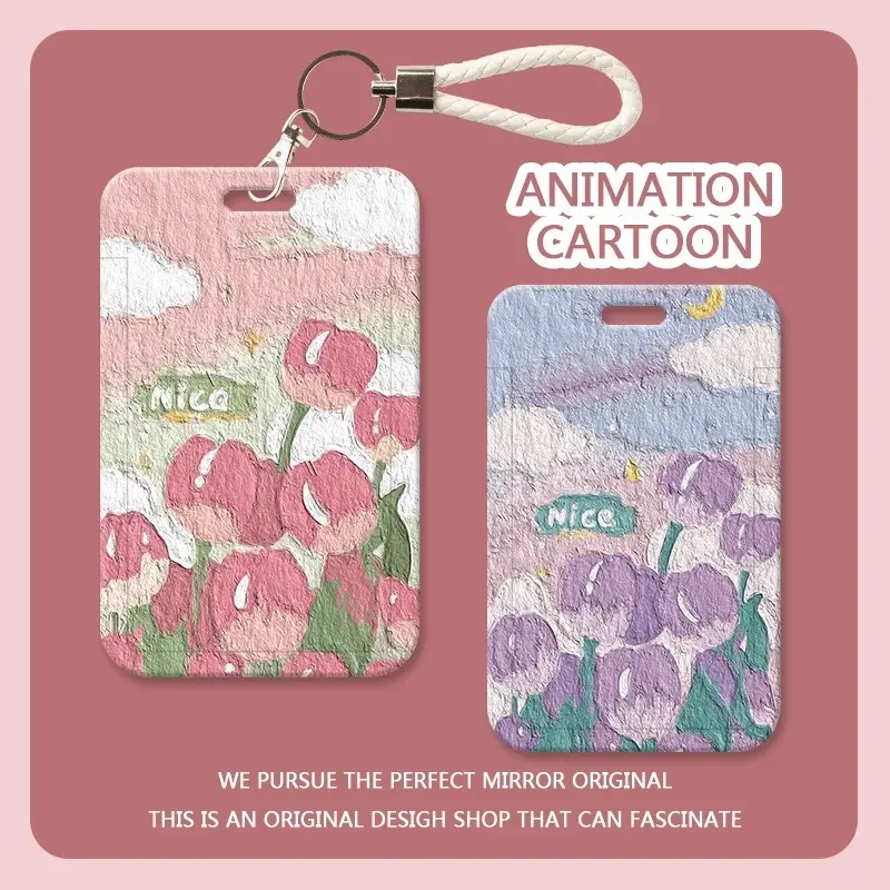 Instagram-worthy oil painting of flowers, student ID card holder, cafeteria meal card holder, name tag holder, campus card holder, public transport card, Guangzhou Metro card holder.