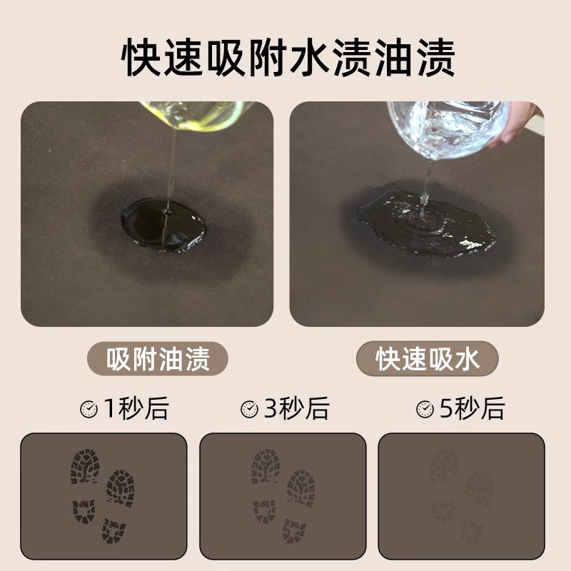 Kitchen floor mat 2025 new anti-slip and oil-proof wipeable carpet diatom mud absorbent mat L-shaped special foot mat