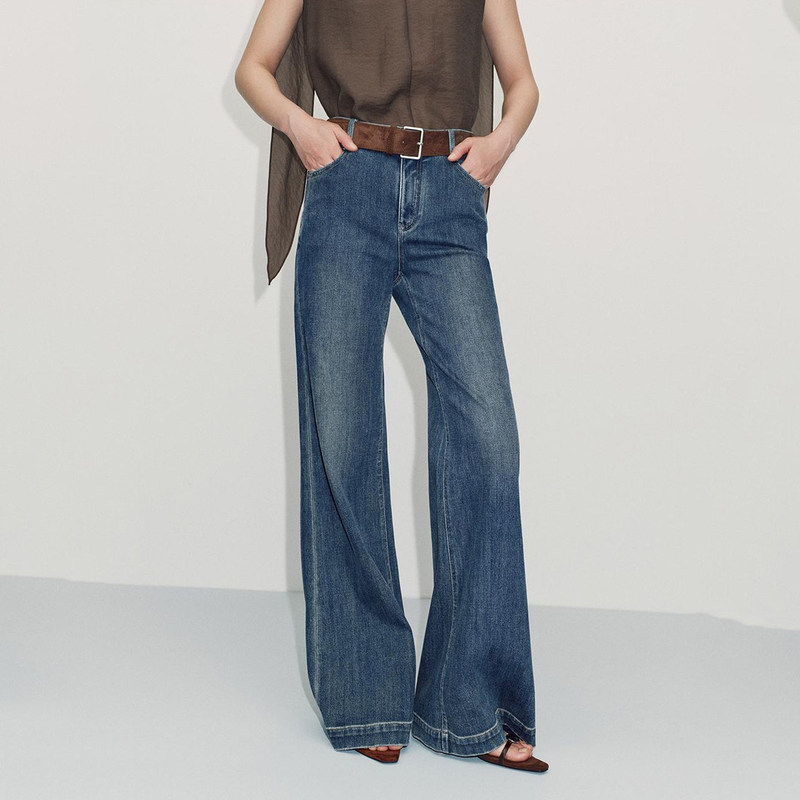 Ainos 2626 New Summer and Autumn Retro High-Waisted Flared Jeans Wide-Leg Pants for Women Br323127 Ainos 2626 New Summer and Autumn Retro High-Waisted Flared Jeans Wide-Leg Pants for Women Br323127