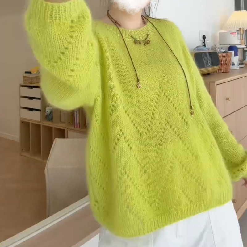 Fluorescent Green New 2026 Celadon Mint Yarn Handmade Knitting Sweater Kit Gift for Best Friend Sweater
