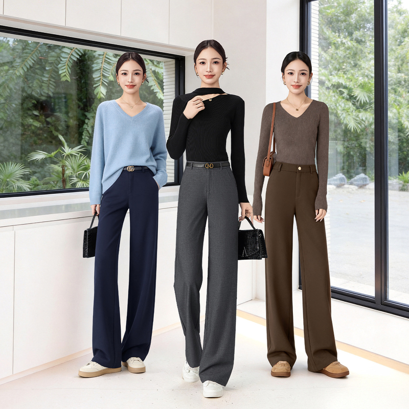 Yasicheng High-Waisted Narrow Wide-Leg Pants for Women 2026 Spring New Straight-Leg Long Pants Slimming Commuter Summer Thin Pants