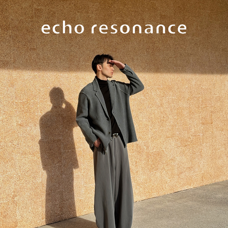 Echo | “ Capsule” Foldableable Wool Blend Pleated Miyake Suit Jacket Spring and Summer Thin Loose Fashionable Men
