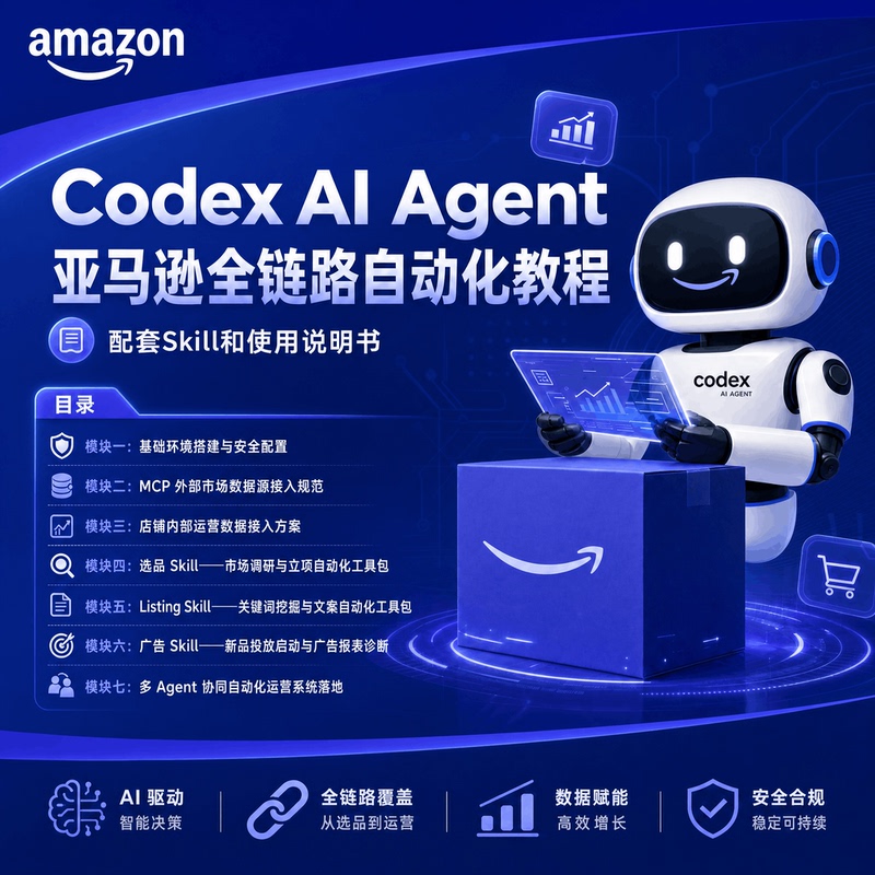 Codex Amazon Full-Chain Automation Tutorial + Supporting Skills, Codex Ai Cross-Border E-Commerce Tutorial