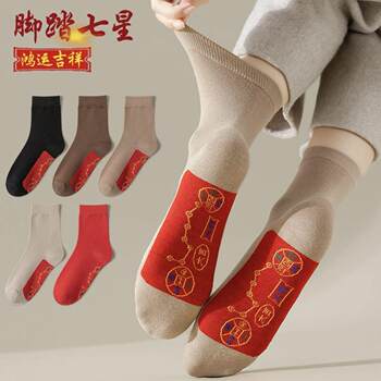 2025 Zodiac Year Red Socks for Men and Women, Mid-Calf Socks for Autumn and Winter, Seven Stars in a Row, Year of the Snake, Couple's Versatile Socks