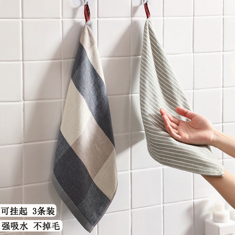 日式擦手巾挂式厨房抹布方巾吸水速干纯棉专用毛巾厨房卫生间家用