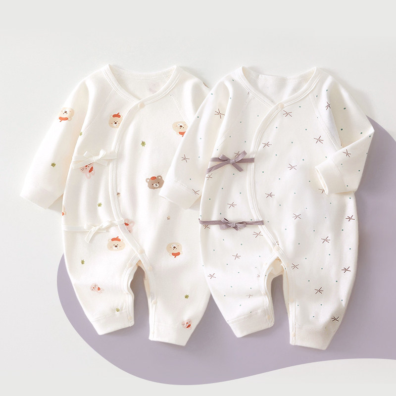 100% Cotton 2-Piece Set of Newborn Baby Clothes, Suitable for All Seasons, Monk-Style Romper, Long-Sleeved Pajamas, Baby Onesie — 6