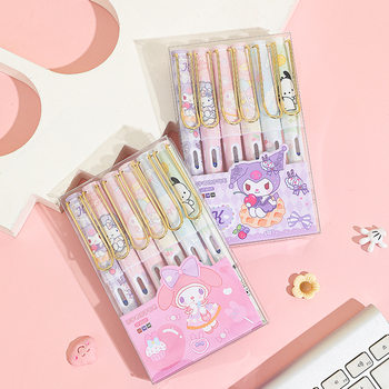 Fountain Pen for Elementary School Students, Suitable for Third and Fourth Grade, Featuring Cute Kuromi and Cinnamoroll Cartoon Designs, High Aesthetic Value, Calligraphy Practice Pen, Replaceable Ink Cartridges, Suitable for Children Beginners, Posture-Correcting Ef Tip, Girls' Model