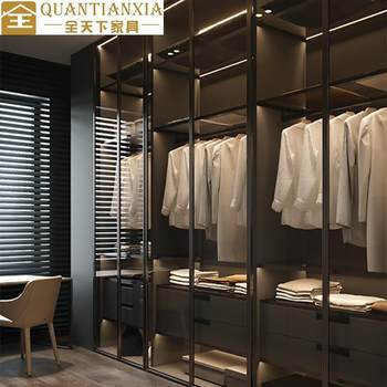 Chengdu integrated door-to-top wardrobe modern light luxury villa glass door cloakroom whole house furniture storage