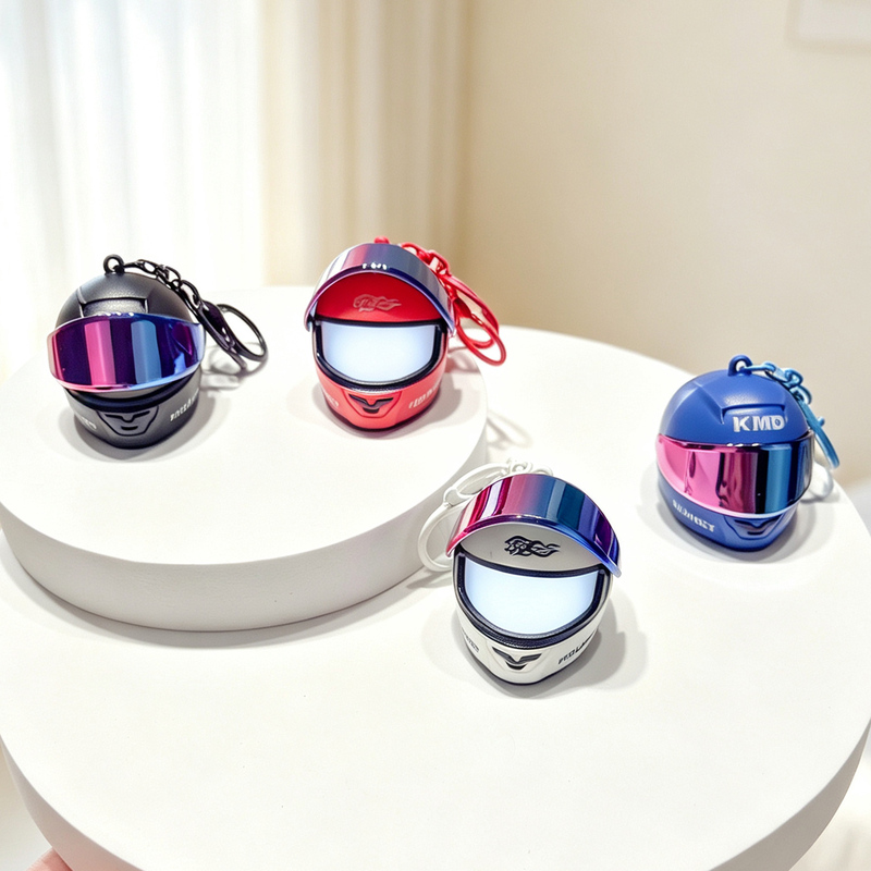 2026 Creative Cool Glowing Racing Helmet Cute Keychain High-End Backpack Pendant for Men and Women Couples
