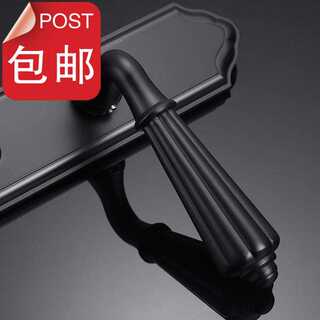 Door lock indoor bedroom three-piece set european-style solid wood hardware silent room door h american-style s black door lock handle simple