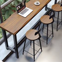 Simple Style Wall-Mounted Long Table Bar Solid Wood Bar Leisure Balcony Commercial High-Leg Narrow Table Combination Bar Table and Chairs