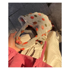 Клатч 手提精致小包秋冬立体彩球球灰色厚实羊毛呢百搭精致实用性水桶手