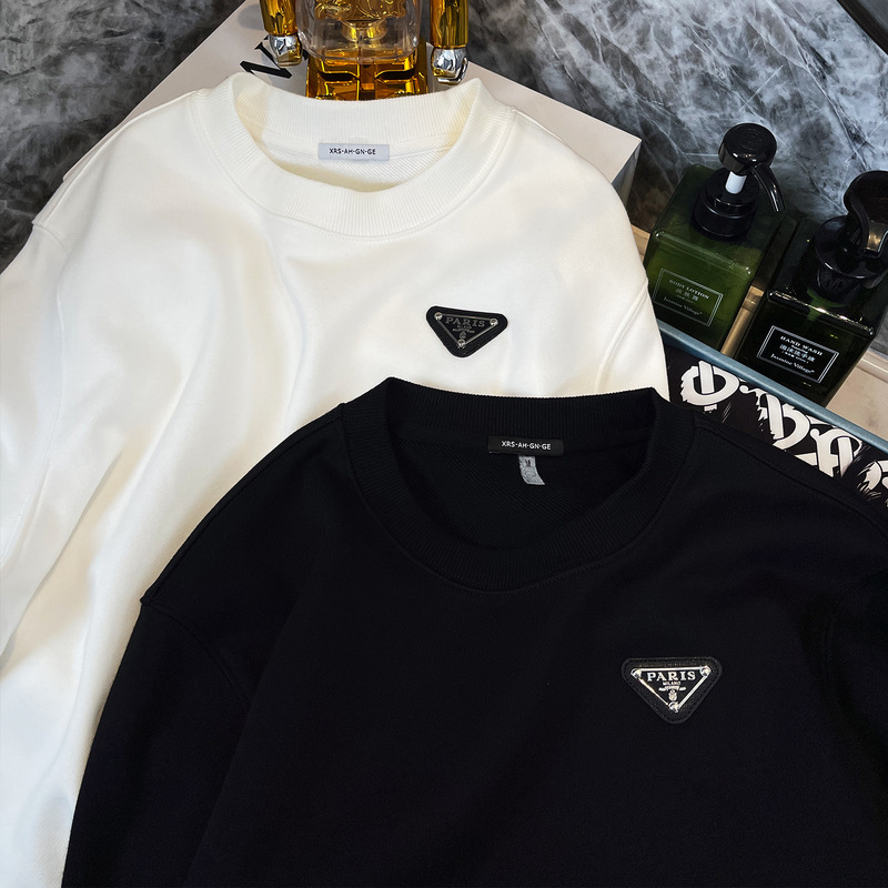 Dayinwang Prada Men's Collaboration Sweatshirt with Triangle Logo Long-Sleeve T-Shirt Pullover Base Shirt