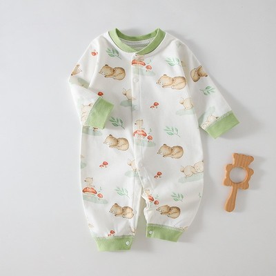 婴儿秋冬夹棉纯棉哈衣