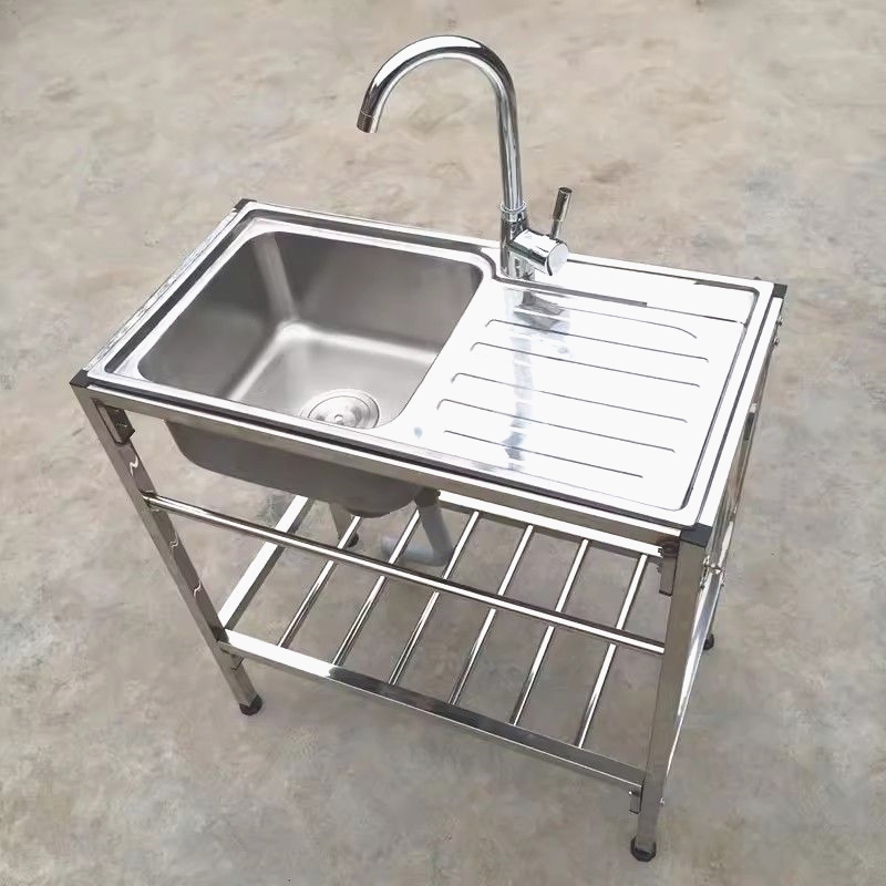German Imported Kitchen Stainless Steel Simple Sink with Base, Single Sink Integrated Washbasin