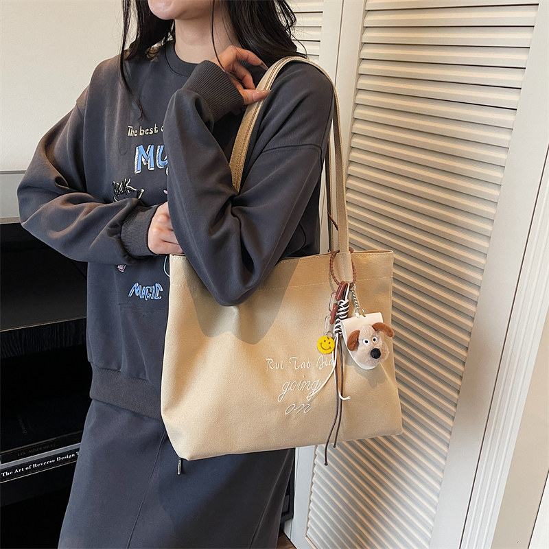 Student College Student Canvas Bag for Women 2025 New Large-Capacity Casual Versatile Handbag Commuting Tote Fashion