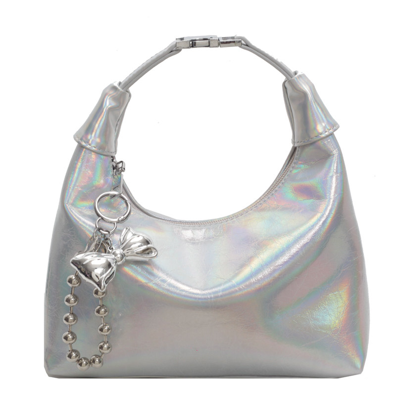 Silver Handbag for Women 2025 New Niche Design Chain Crossbody Bag Autumn and Winter High-End Work Small Tote Bag