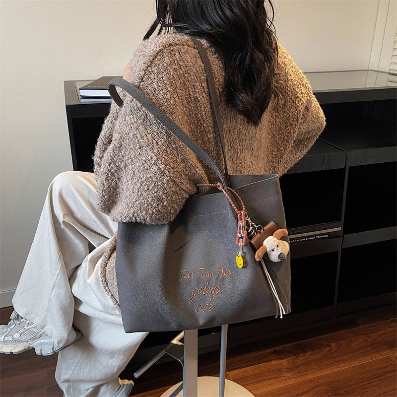 Student College Student Canvas Bag for Women 2025 New Large-Capacity Casual Versatile Handbag Commuting Tote Fashion