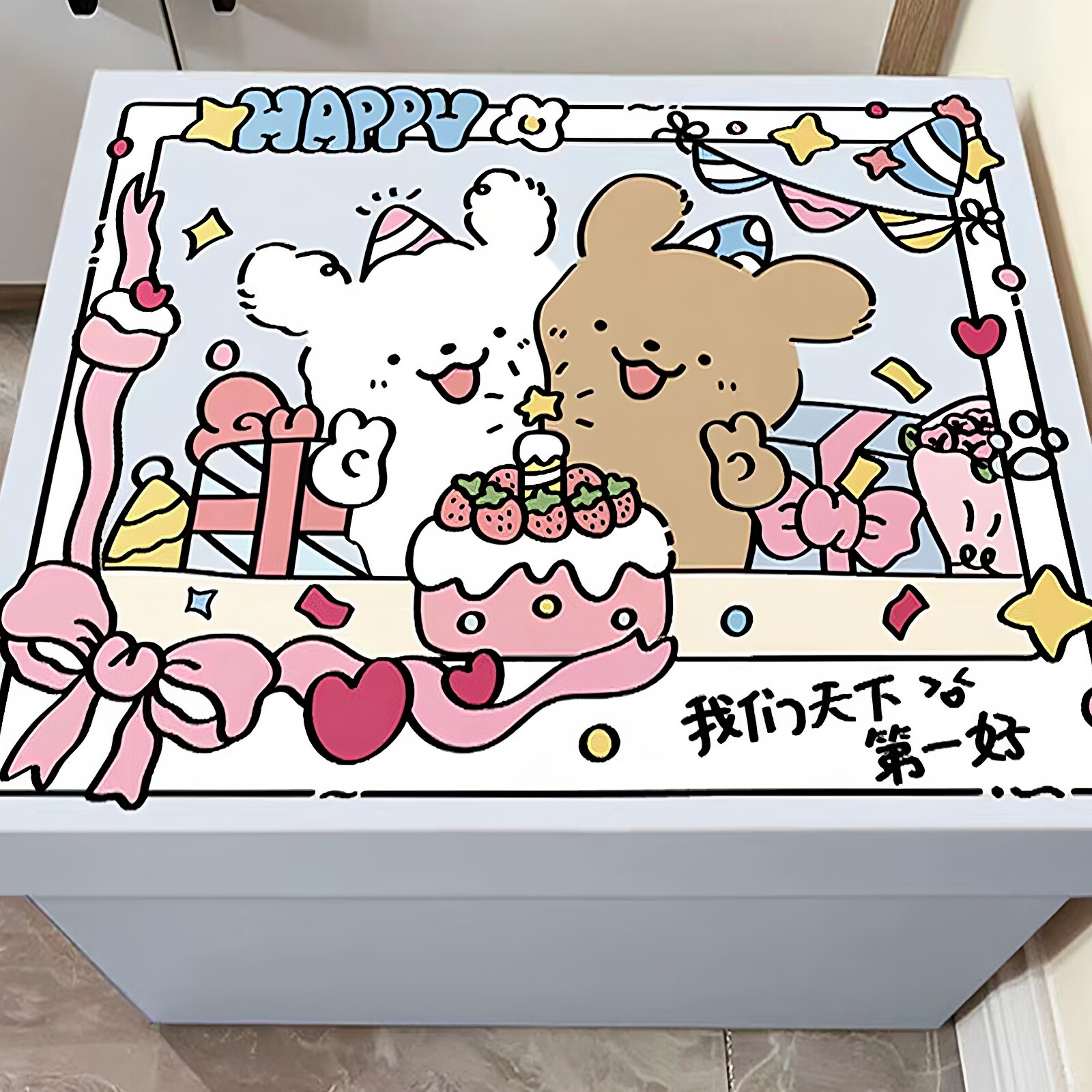 ストライプ柄の子犬デザインの大きなギフトボックス、空き箱、包装箱、ギフトボックス、誕生日ボックス、段ボール箱