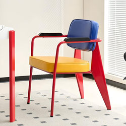 wellandloves Memphis Color Matching Dining Chair Designer Backrest Chair Retro Popular Classy Middle Ages Stool