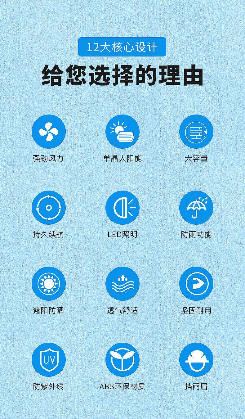 Фанаты Cap 太阳能安全帽带风扇可充电夏季空调制冷工地防晒降温帽子 MU/Wah/Sha