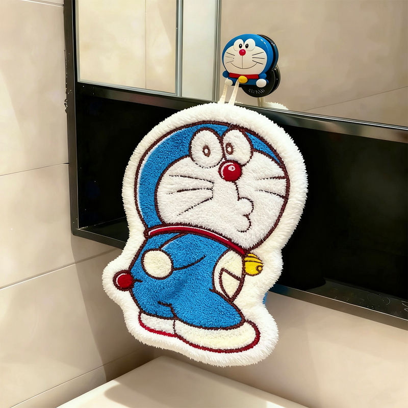 Doraemon Hand Towel, Hanging Type, Thickened Coral Fleece, Super Absorbent, Household Kitchen Cleaning Cloth, Children's Hand Towel