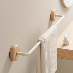 Morot Cream-Style Towel Rack, No-Drill Bathroom Storage Rack, Bathroom Towel Bar, Wall-Mounted Single Rod for Toilet
