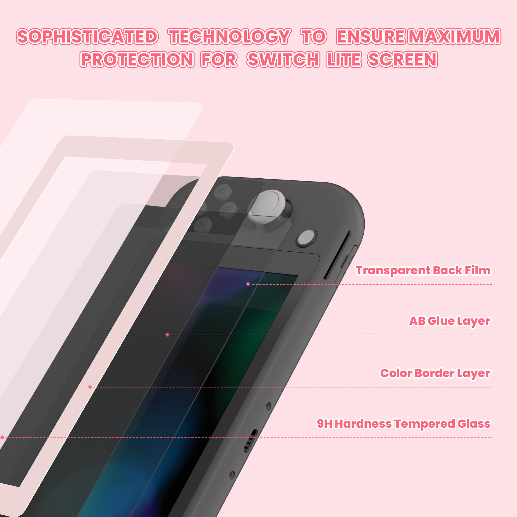 switch钢化膜 extremerate易极改任天堂switch lite彩边钢化膜2片装适用于nsl任天堂游戏机掌机屏幕保护贴膜个性改装全贴合