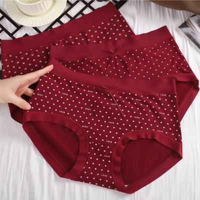 Kailc新款中腰安可拉红女士内裤10A抑菌裆时尚性感本命年三角裤头