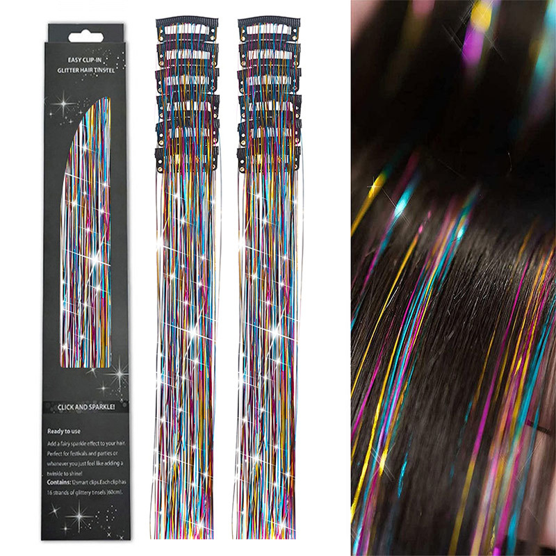 Six-Piece Set ~ Performance Colored Hair Extensions, Fake Hair for Women and Men, Highlighted Laser Hair Extensions, Gold Hair Extensions, Colored Hair Extensions