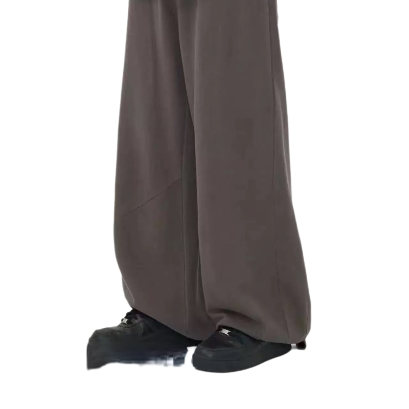 Slightly Flawed Korean-Style Spring and Autumn Washed Floral Straight-Leg Pants with Elastic Cord at the Hem, Loose and Casual for Students