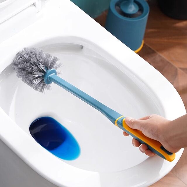 Household Toilet Brush with No Dead Corners, Wall-Mounted Bathroom Brush, No-Drill Toilet Brush Set with Long Handle, Wall-Mounted Cleaning Brush Set