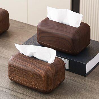 Medieval-Style Tissue Box, Imitation Walnut Wood, Chinese-Style, High-End Home Use, Restaurant, Living Room, Coffee Table Storage Box, Hotel Tissue Box