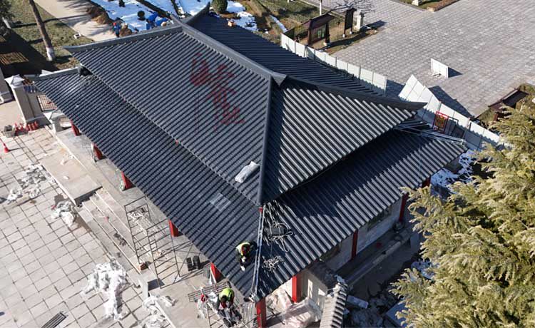 西安仿古金属瓦厂家生产实拍