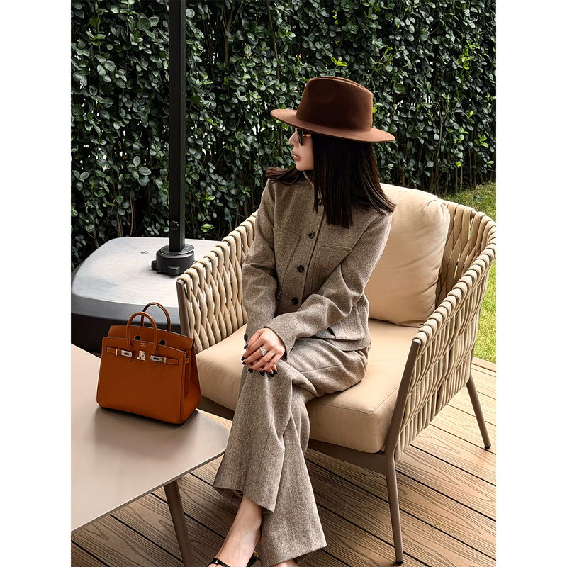 Liu Xiongxiong Mcmax [Old Money Equestrian Set] Light Mature High-Quality Wool Jacket and Casual Pants Old Money Set for Women