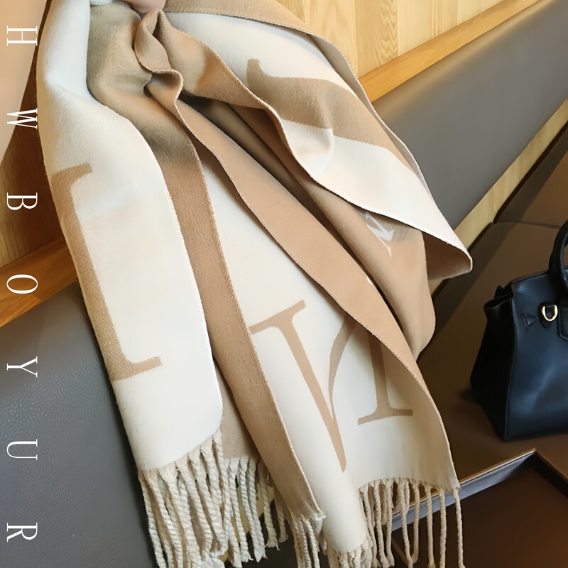 Lvаfgн Genuine Cashmere Scarf, Air Conditioning Shawl, Dual-Use for Women, Autumn and Winter Warm Double-Sided Cape, Versatile and Soft