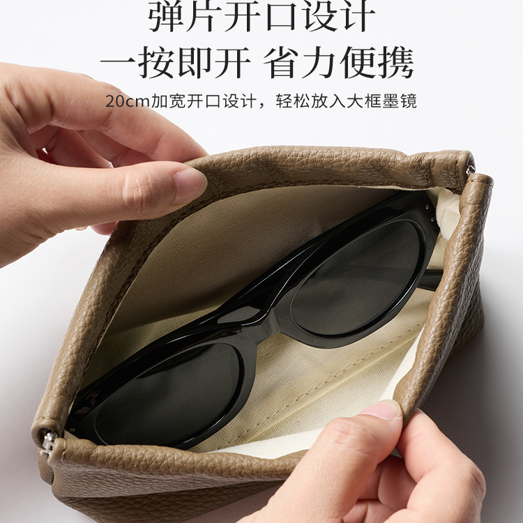 New Fashionable and Simple Women's Spring-Loaded Glasses Bag, Pressure-Resistant Portable Glasses Bag, Sunglasses Bag, Cosmetic Bag