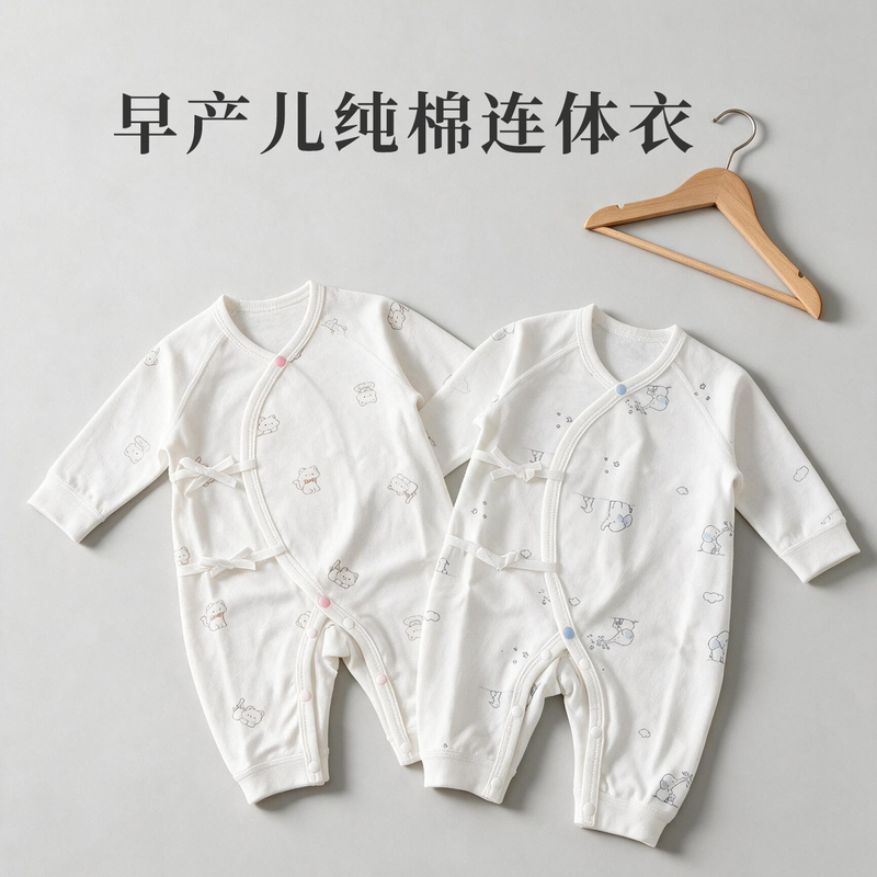 Clothes for Premature Babies, Small Size, Spring Size 45, Summer Size 48, Pure Cotton One-Piece for Low-Weight Babies, Autumn and Winter Romper 2.5kg