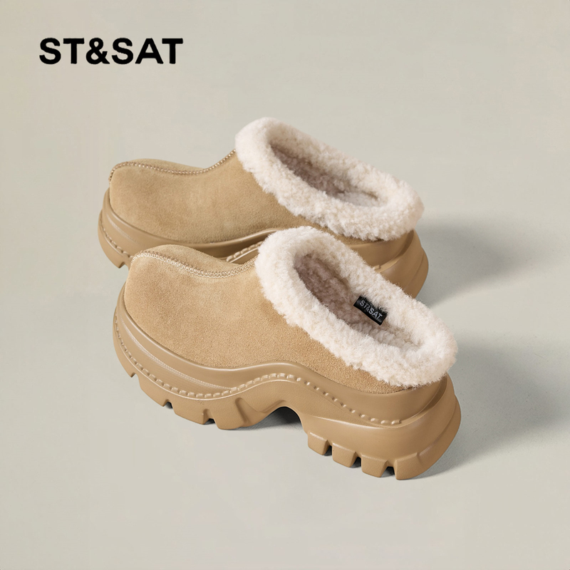 Saturday 2026 Winter New Style Warm Outdoor Half Slippers with Fleece, Comfortable and Not Tiring, Thick-Soled Closed-Toe Birkenstock Slippers Saturday 2026 Winter New Style Warm Outdoor Half Slippers with Fleece, Comfortable and Not Tiring, Thick-Soled Closed-Toe Birkenstock Slippers