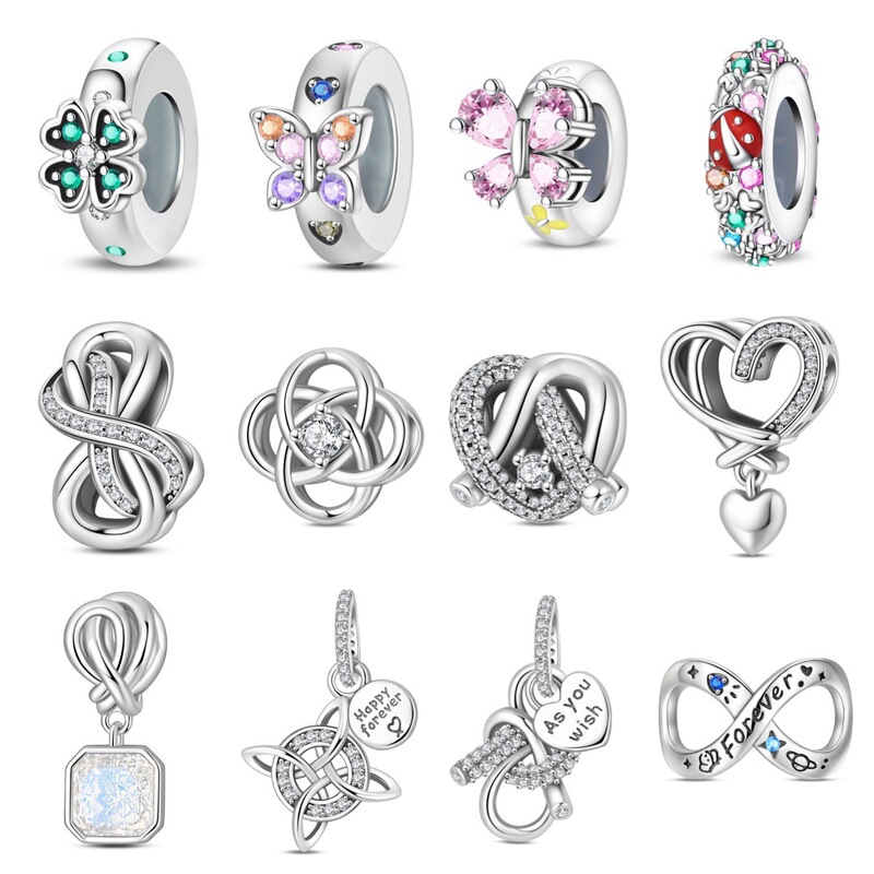 Pan-Style 925 Silver Bracelet with Diamond Beads, Necklace Pendant, Butterfly Heart Symbol DIY Bracelet Accessories Pan-Style 925 Silver Bracelet with Diamond Beads, Necklace Pendant, Butterfly Heart Symbol DIY Bracelet Accessories