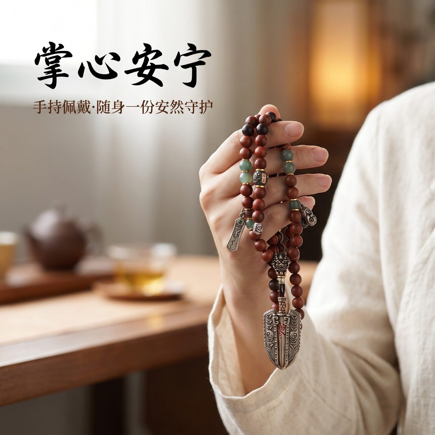 龍虎山雷擊棗木流珠手持念珠手串道家文創