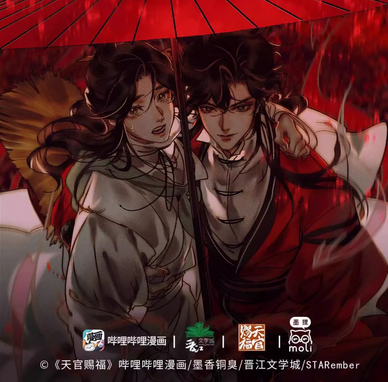 TGCF manhua collection Hua Cheng and Xie Lian red umbrella illustration
